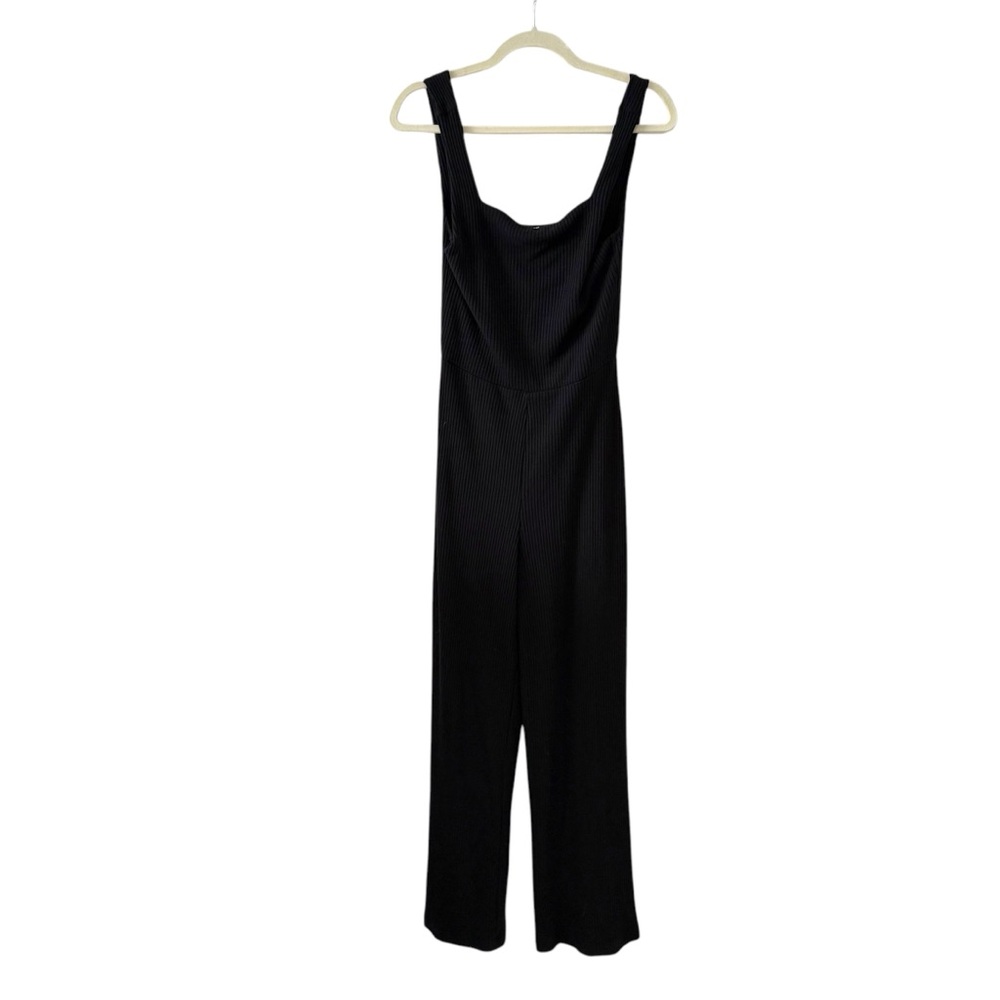 GAP Black Ribbed Wide-Leg Jumpsuit - Size XS